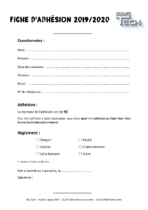 Aperçu de la fiche d'adhésion